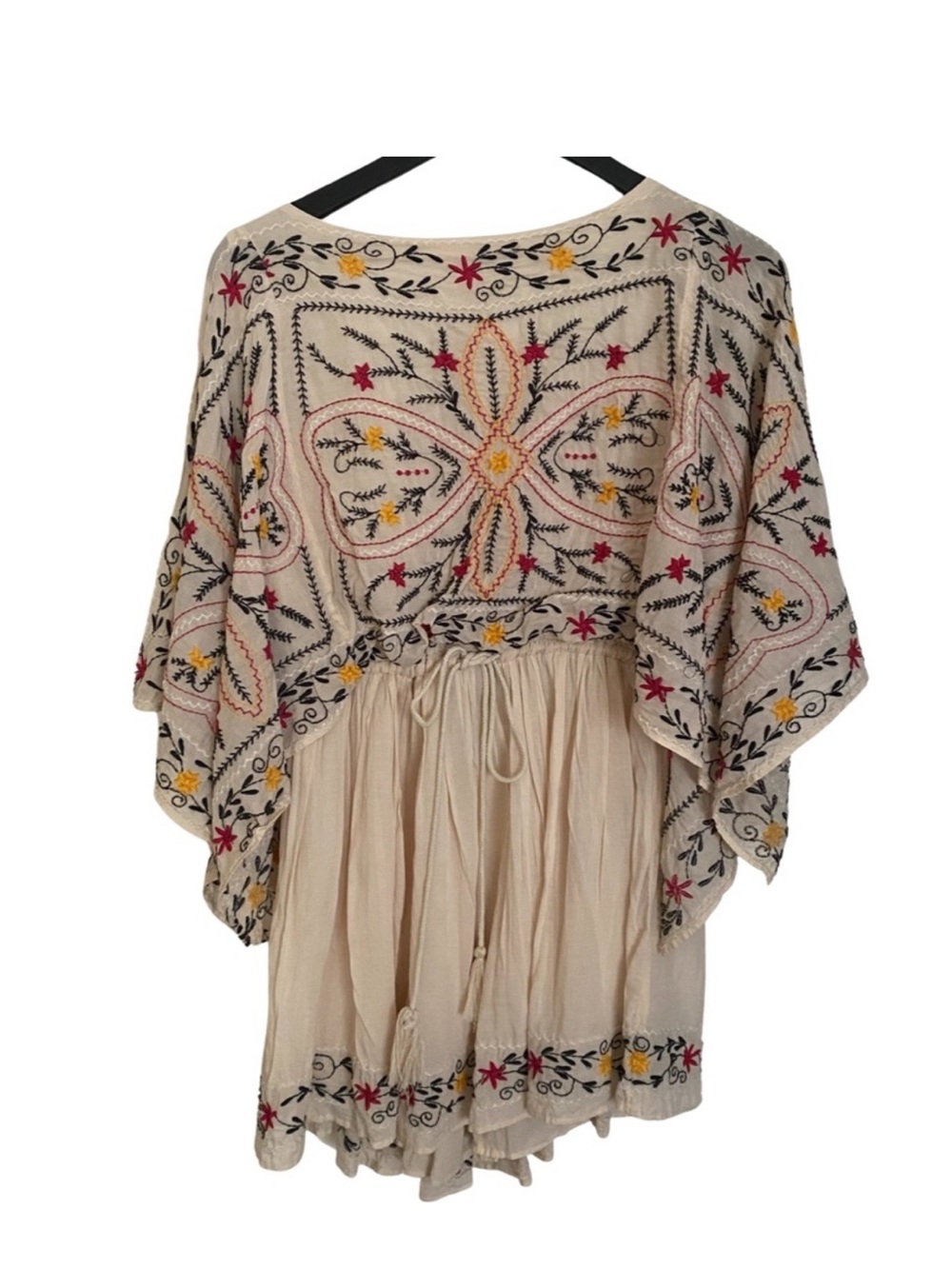 Free People Embroidered Kimono Sleeve Drawstring Dress Size Small - Picture 3 of 3
